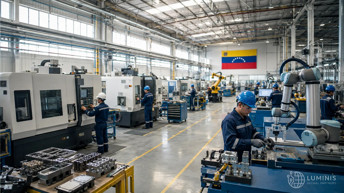 Planta de producción con máquinas y celdas automatizadas
